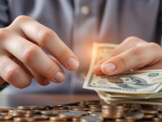Person confidently managing money.