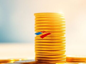 Bank of America logo with rising golden coins.