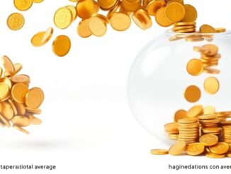 Money pouring into a savings account.