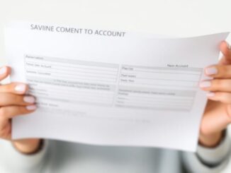 Person holding open savings account documents.