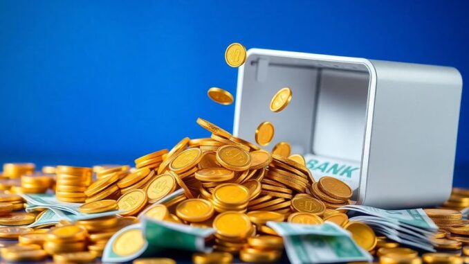Bank account with cash bonus visually depicted.