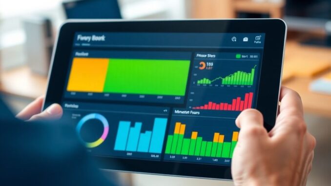 Person reviewing digital financial interface on a tablet.