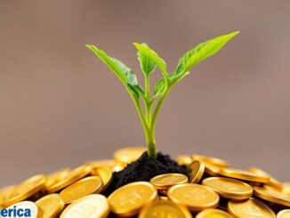 Bank of America logo with falling coins and growing plant.