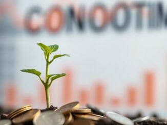 Money growing from a plant with a distressed background.