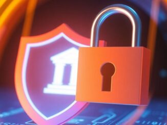 Secure bank account with shield and lock.