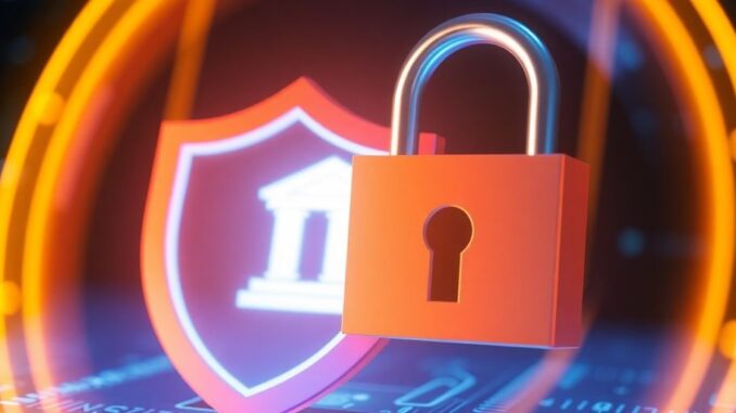 Secure bank account with shield and lock.