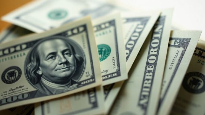 US dollar bills with a plus sign.